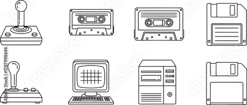 Vector art of retro technology items