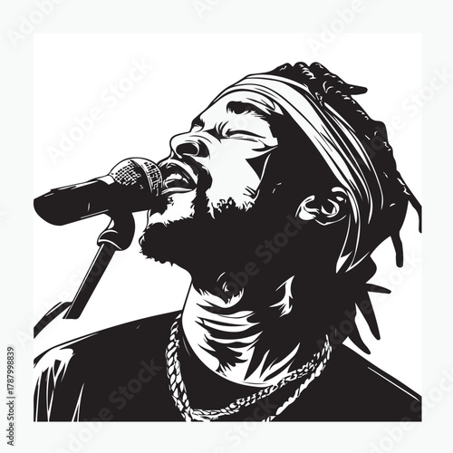 portrait of male singer with microphone