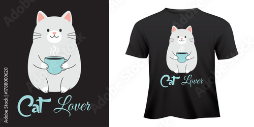 Black and white cartoon cat and dog vector illustration for cute pet valentine design