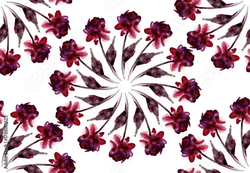 Watercolor flowers pattern. Abstract textile print pattern.