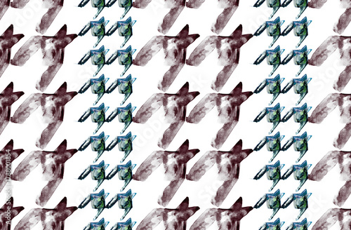 Seamless goose foot pattern. Watercolor abstract geometric pattern