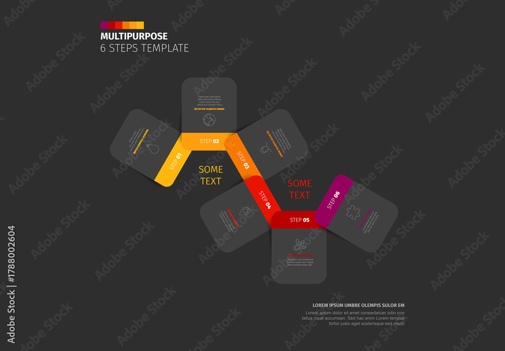 Multipurpose 6 Steps Template Infographic Design on Dark Background ...