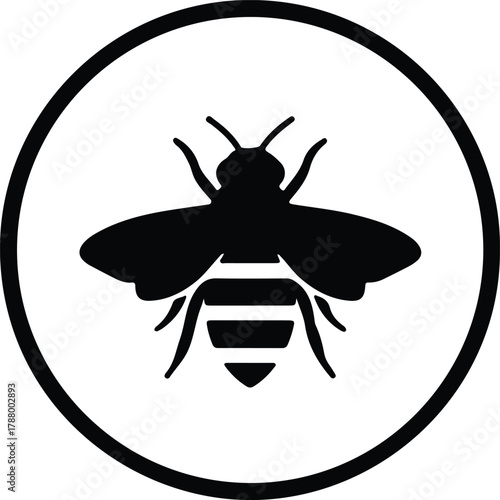 Illustration of a bee in a circle simple logo silhouette vector