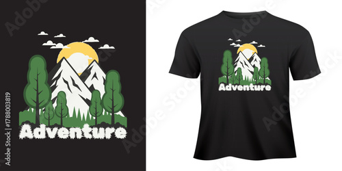 Black casual cotton T-shirt design concept template for apparel print vector