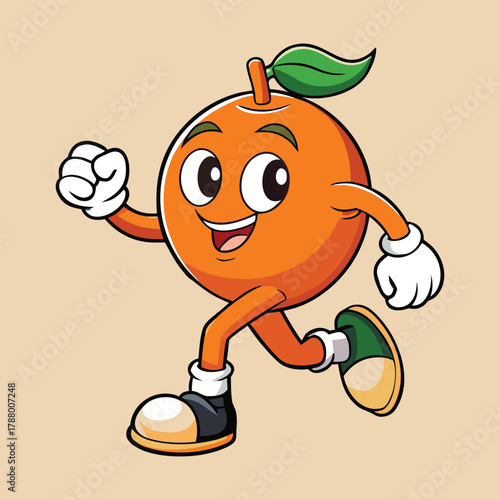 a cartoon kumquat fruit running