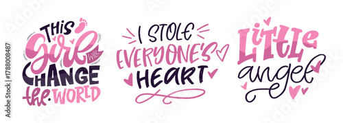 Cute hand drawn doodle lettering quote a bout little baby. Lettering for t-shirt design, mug print, bag print, clothes fashion. 100% hand drawn vector image.