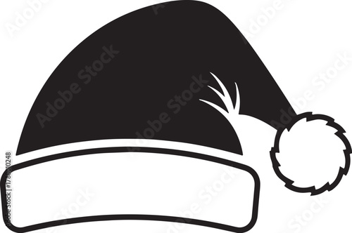 A black and white illustration of a Santa hat vector illustration