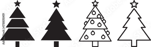Christmas tree icons with different decorations.