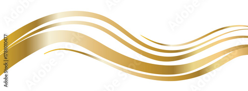 Gold flowing ribbon, premium curve element, elegant vector shape for brochure