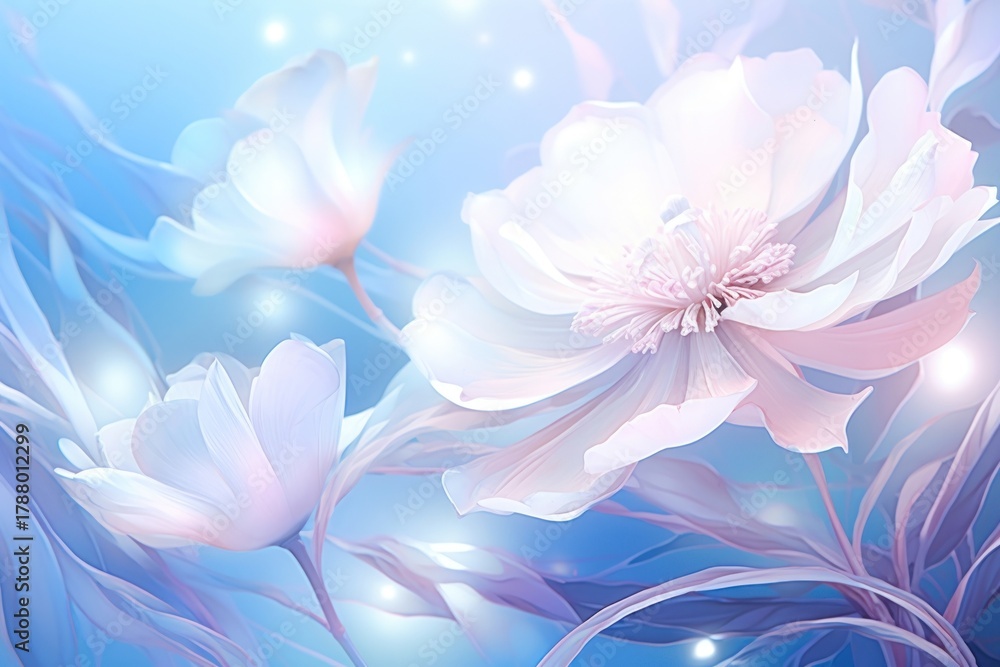 Obraz premium Blue Floral Frost pattern flower nature.