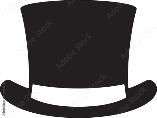 Elegant black top hat showcases a stylish white band, making a striking statement on transparent background