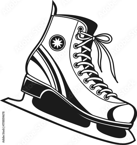 Minimal Ice Skate Line Art
