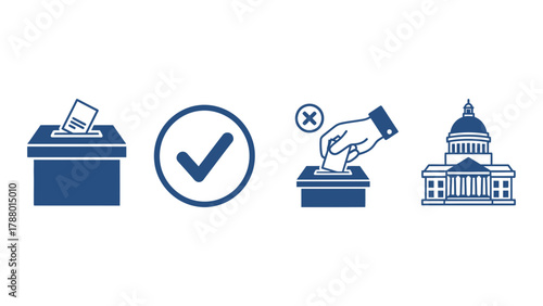 Voting and Democratic Election Process Icons Vector Set 