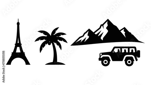 Travel and Adventure Landmark Vector Icons Collection.