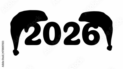 Joyful 2026 New Year celebration icons featuring festive hats and bold numerals, perfect for festive designs and holiday promotions