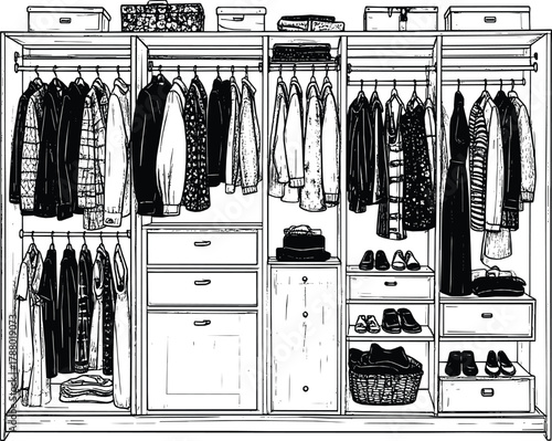Modern Wardrobe Interior Sketch 