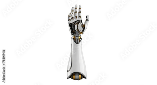 Isolated robotic arm features advanced technology and fine motor hand control, high tech design