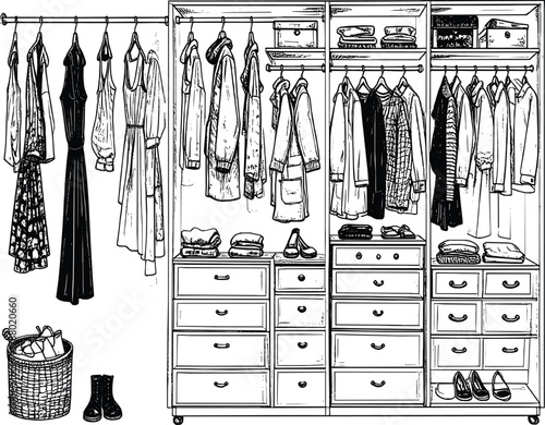 Clothing Storage Line Art 