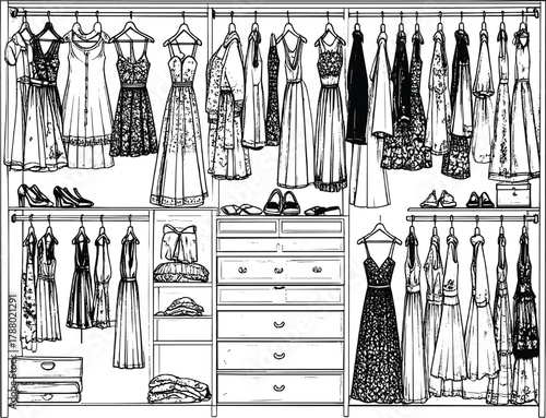 Minimalist Closet Layout Drawing 
