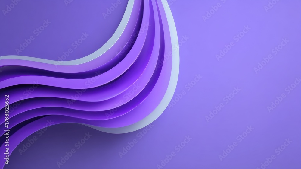 Fototapeta premium Abstract Waves of Purple Paper Layers Creating Depth and Texture on Soft Violet Background for Modern Design and Creative Projects