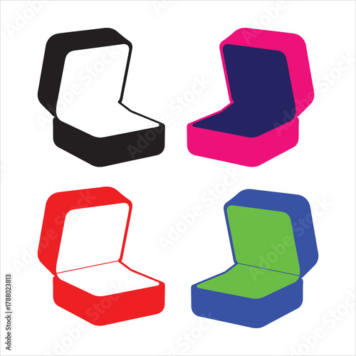 Colorful open ring boxes for jewelry presentation and gifts.