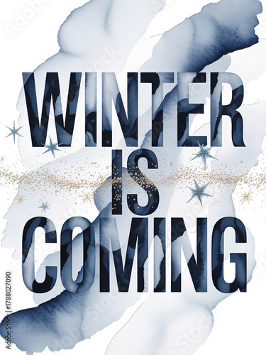 Embrace the magic of winter with this stunning announcement featuring elegant text and sparkling snowflakes