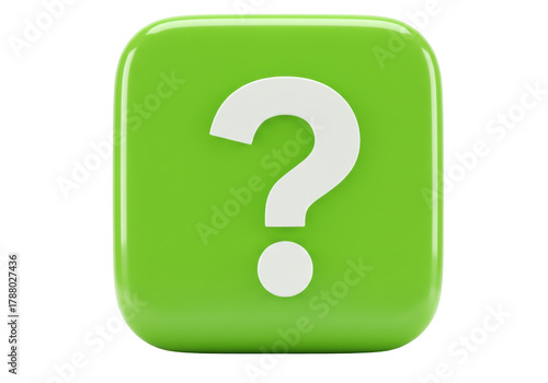 Quadro su tela Isolated concept of the question mark, white sign on green square for education