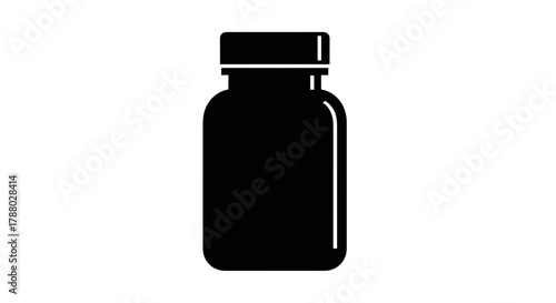 Black silhouette of a medicine bottle with a cap.