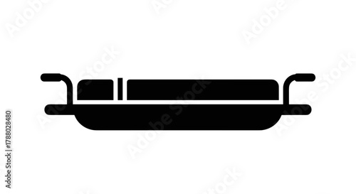 Black silhouette of a stretcher a medical transport device for patients.