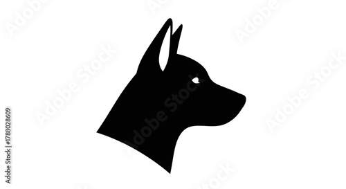 Doberman pinscher head side view silhouette vector.