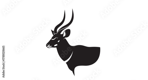 Elegant Kudu Silhouette A Striking Wildlife Illustration.
