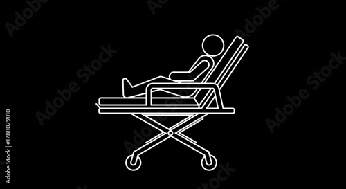 Patient on a hospital gurney or stretcher medical emergency outline.