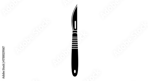 Scalpel Surgical Instrument Black and White Illustration.