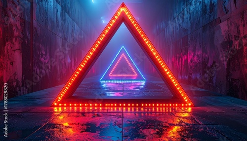 Neon Triangle Abstract Art.