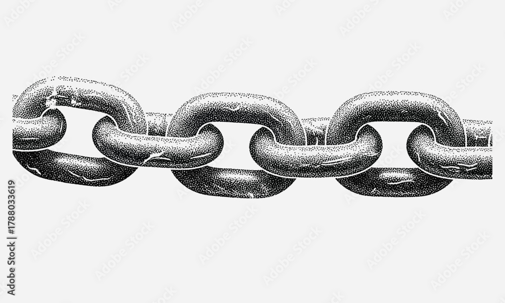 Fototapeta premium Close-up of a Detailed Steel Chain Symbolizing Strength, Unity, and Connection on White