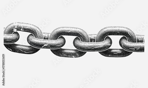 Close-up of a Detailed Steel Chain Symbolizing Strength, Unity, and Connection on White