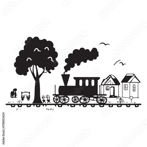 Rural Retreat Logo and Iconic Village Charming Village Scenes Vector and Graphic Design 