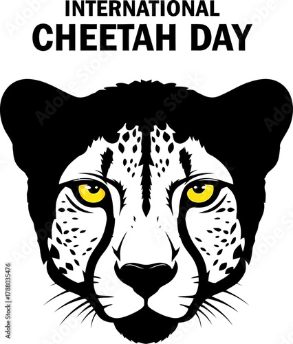 Celebrate International Cheetah Day with this bold graphic featuring a striking cheetah face and impactful text