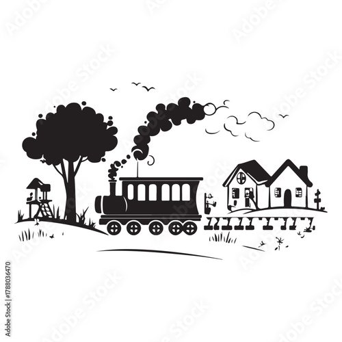 Rural Retreat Logo and Iconic Village Charming Village Scenes Vector and Graphic Design 