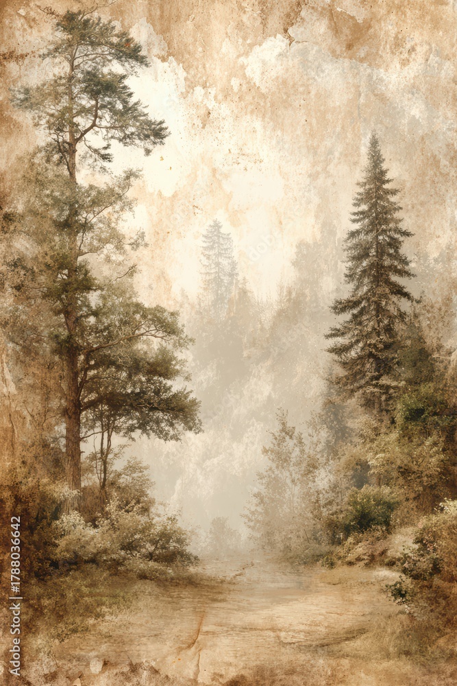 Obraz premium Vintage forest background with textured grunge look
