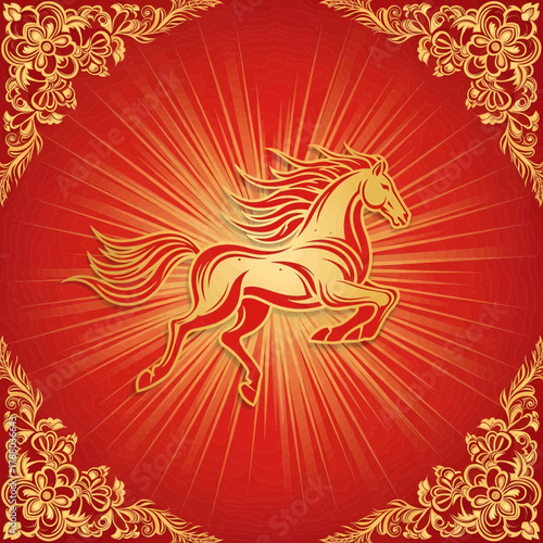 Chinese Zodiac Horse Symbolizing Prosperity and Good Fortune for Lunar New Year Celebrations during the Spring Festival