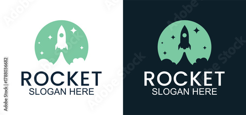 rocket launch logo, rocket vector template for business startup, modern rocket icon for business identity