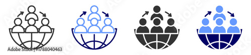 human resources outsourcing icon set multiple style