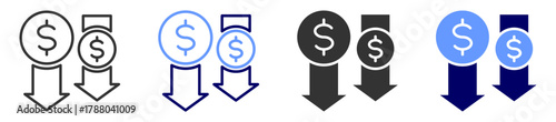 decrease capital icon set multiple style