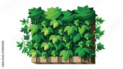 High resolution vector icon of vertical garden wall with leafy plants realistic style on white.