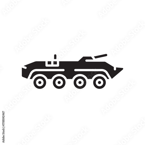 armored personnel carrier black line icon. Vector isolated element