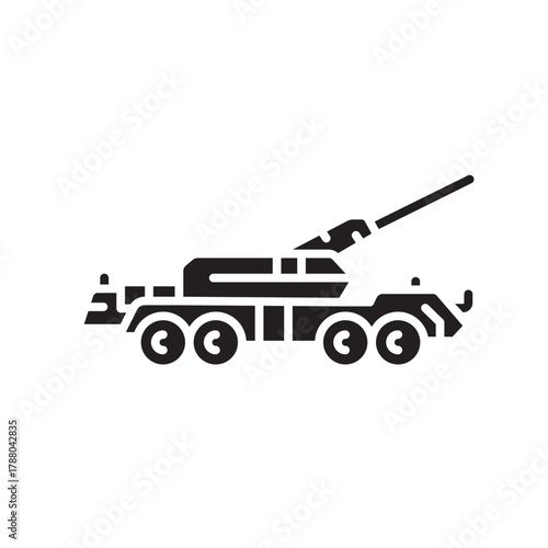 self propelled artillery color flat icon. Vector isolated element