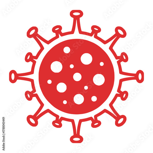 Red Virus Icon Vector: Global Pandemic, Medical, and Health