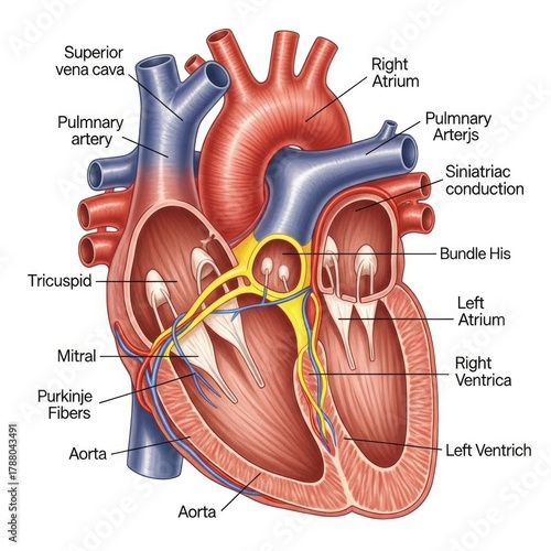Human Heart Anatomy Labeled Diagram Chambers Veins Arteries Internal Structures MRI Scan Style