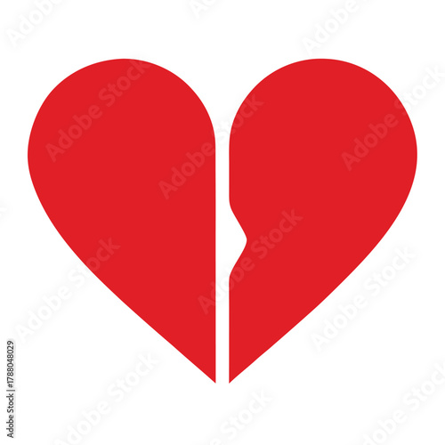 A broken heart isolated on white background, symbolizing heartbreak, loss, and emotional pain